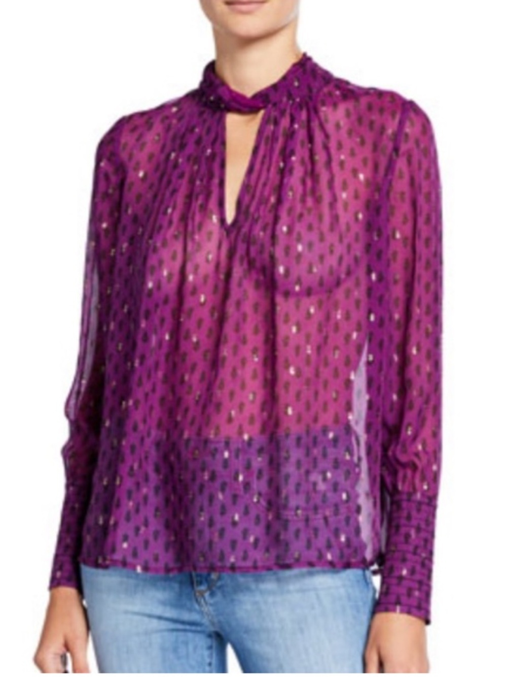 Ba&sh Cabri Twist Keyhole Blouse Purple
